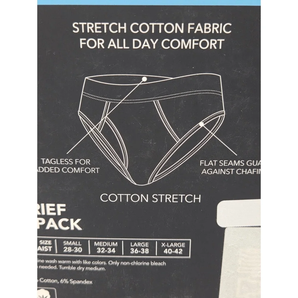 Murano 3 pack Cotton Stretch Brief Gray Size Large 36-38 Tagless Underwear